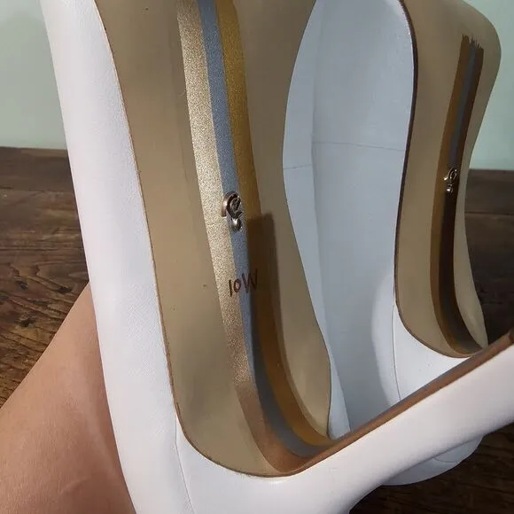 Sam Edelman Hazel Bright White Stiletto Heel Pointed Toe Pumps Size 10 WIDE