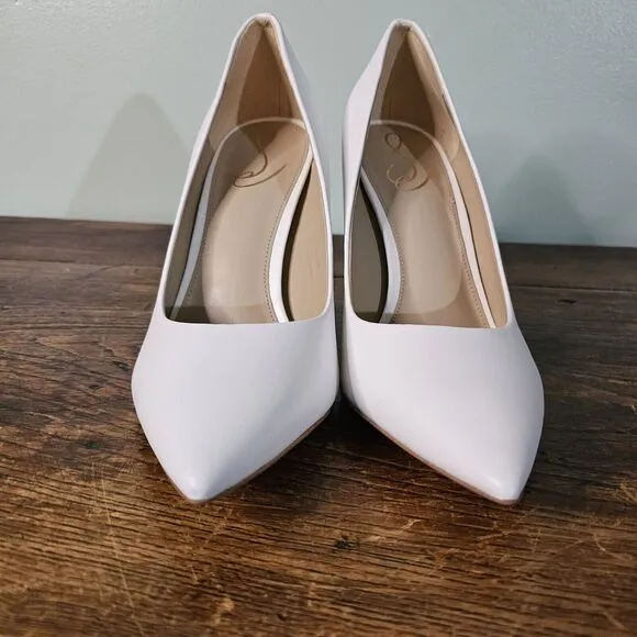 Sam Edelman Hazel Bright White Stiletto Heel Pointed Toe Pumps Size 10 WIDE