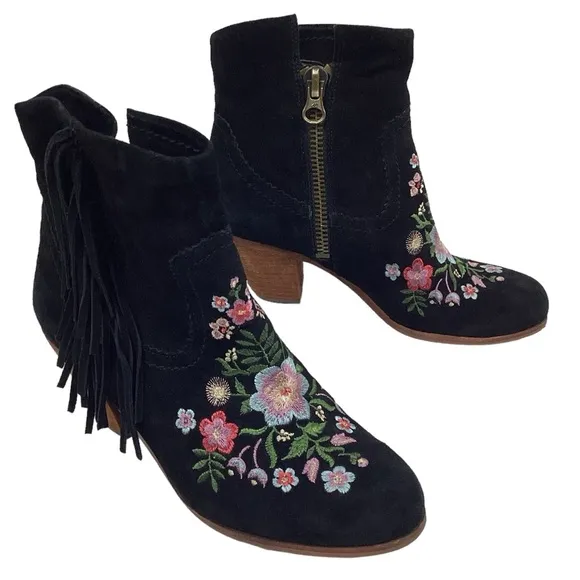 Sam Edelman Letti Western Fringe Embroidered Leather Boots