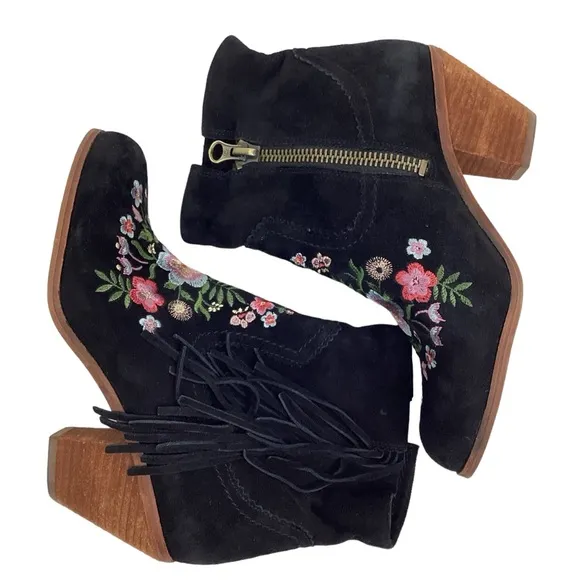 Sam Edelman Letti Western Fringe Embroidered Leather Boots