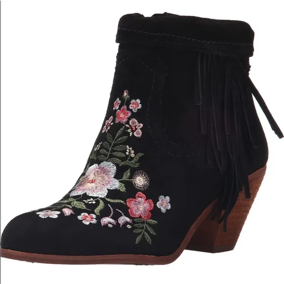 Sam Edelman Letti Western Fringe Embroidered Leather Boots