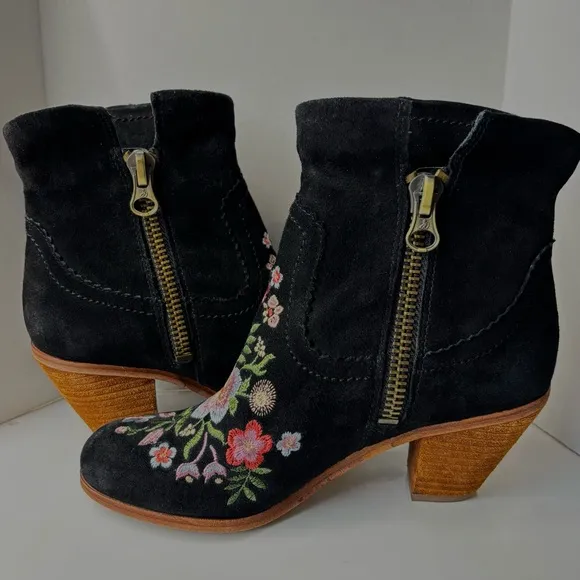 Sam Edelman Letti Western Fringe Embroidered LeatherBoots Sz 6