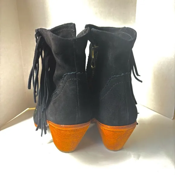 Sam Edelman Letti Western Fringe Embroidered LeatherBoots Sz 6