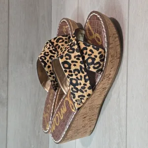 Sam Edelman Wms Remini Animal Print Crisscross Leather Platform Sandals shoes 10