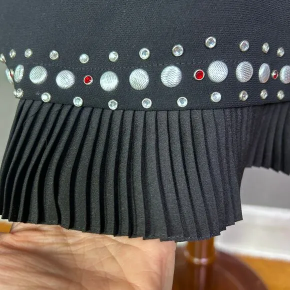 Sandro dress US 8 EU 40 Coreen Embellished black pleated work cocktail modern