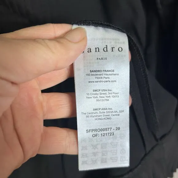 Sandro dress US 8 EU 40 Coreen Embellished black pleated work cocktail modern