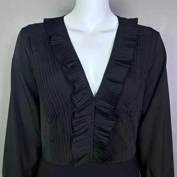 Sandro dress US 8 EU 40 Coreen Embellished black pleated work cocktail modern