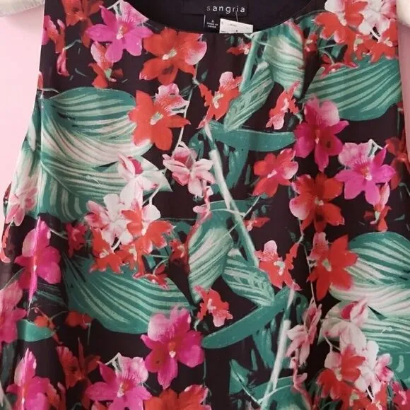 Sangria Tropical Floral Print Tent Dress