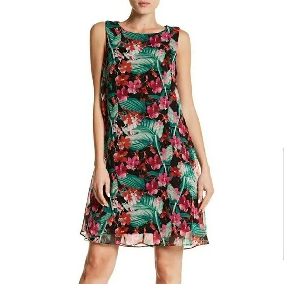 Sangria Tropical Floral Print Tent Dress