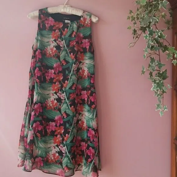 Sangria Tropical Floral Print Tent Dress