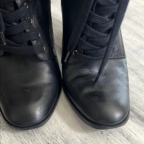 SCHUTZ Black Lace Up Boots with Block Heel size 9.5B