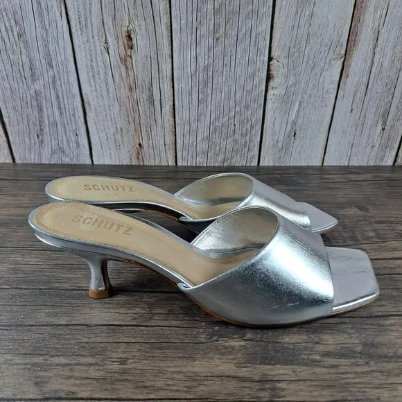 Schutz Metallic Leather Dethalia Women's Sz 8.5 B Sandals (NWOB)