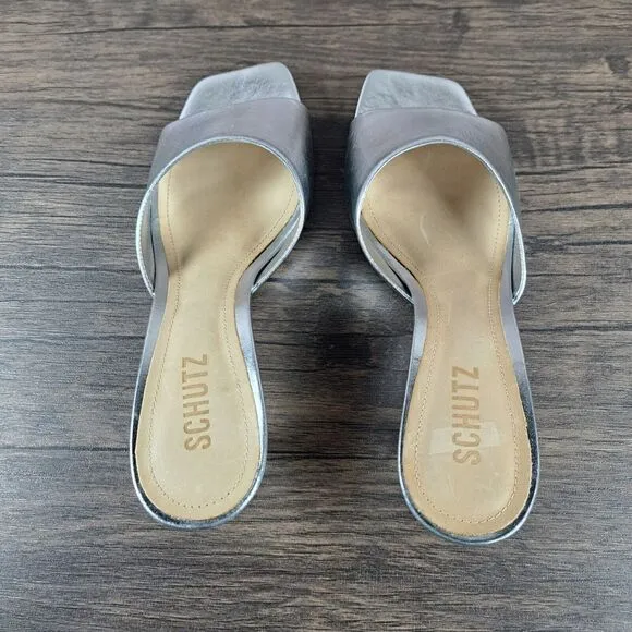 Schutz Metallic Leather Dethalia Women's Sz 8.5 B Sandals (NWOB)