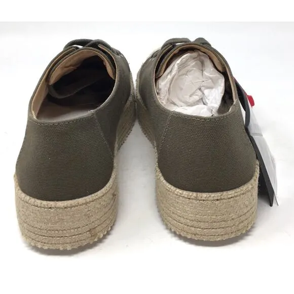 Schutz Women's Size 9B Green Canvas Platform Espadrille Trainers Sneakers Shoes