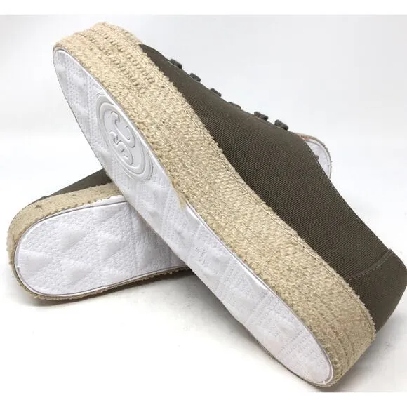 Schutz Women's Size 9B Green Canvas Platform Espadrille Trainers Sneakers Shoes