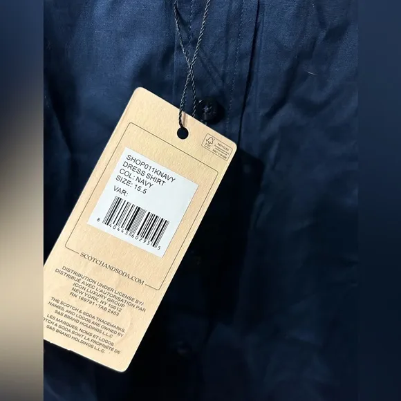 SCOTCH &amp; SODA Navy Modern Fit Designer Dress Shirt