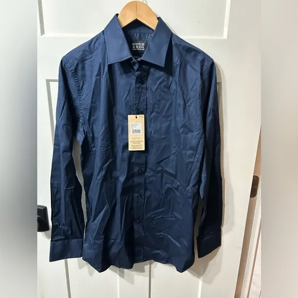 SCOTCH &amp; SODA Navy Modern Fit Designer Dress Shirt
