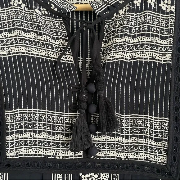 Sea New York Keely Tie-Neck Boho Peasant Tunic Dress – Long Sleeve Mixed Print 8