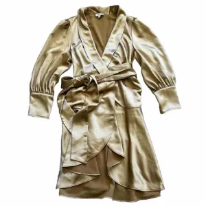 S’EDGE GOLD WRAP DRESS SIZE SMALL SOPHISTICATED MODERN CHIC EVENT PARTY