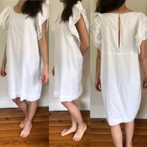 SELECTED femme white linen modern ruffle Dress 8