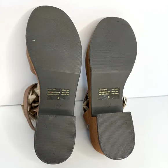 Seychelles Slow Motion Tan Sandals Suede Buttery Leather Ankle Strap Size 8