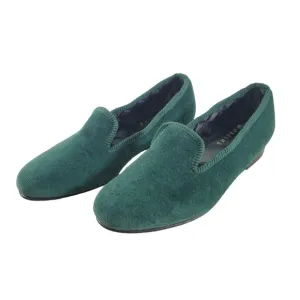 Shipton &amp; Heneage Bottle Green Velvet Royal Albert Slippers UK 4 US 6 Plain