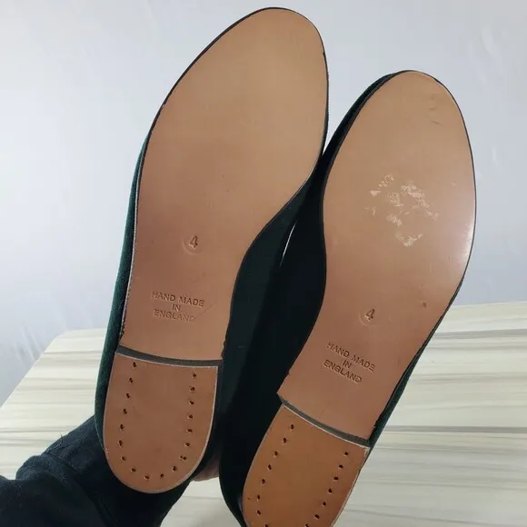 Shipton &amp; Heneage Bottle Green Velvet Royal Albert Slippers UK 4 US 6 Plain