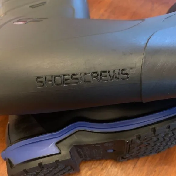 Shoe Crew Unisex Rain Boots Waterproof Work Boots‎ W/ Blue Trim Size EU 38