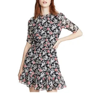 Shoshanna Jodelle Floral-Print Metallic Chiffon Dress