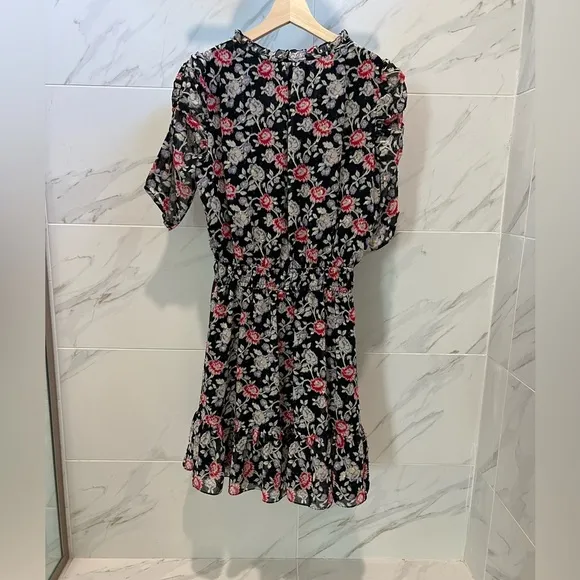 Shoshanna Jodelle Floral-Print Metallic Chiffon Dress