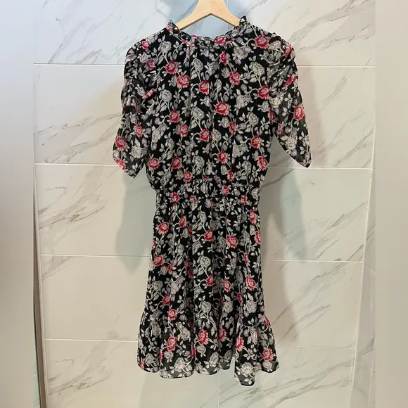 Shoshanna Jodelle Floral-Print Metallic Chiffon Dress