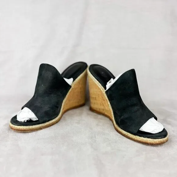 Sigerson Morrison Women's Black Suede Leather Platform Sandals, Size US 8