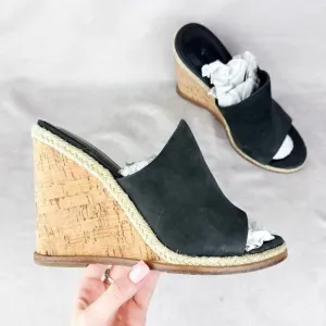 Sigerson Morrison Women's Black Suede Leather Platform Sandals, Size US 8