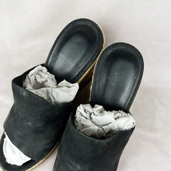Sigerson Morrison Women's Black Suede Leather Platform Sandals, Size US 8