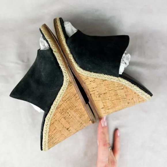 Sigerson Morrison Women's Black Suede Leather Platform Sandals, Size US 8