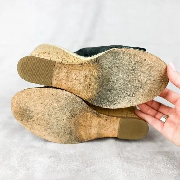 Sigerson Morrison Women's Black Suede Leather Platform Sandals, Size US 8