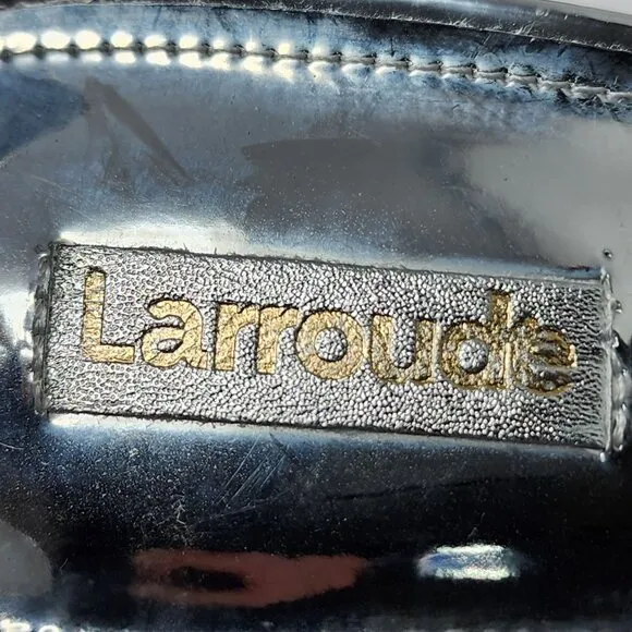 Silver Platform Heeled Shoes With Ankle Strap By Larroudé Size 9 Womens
