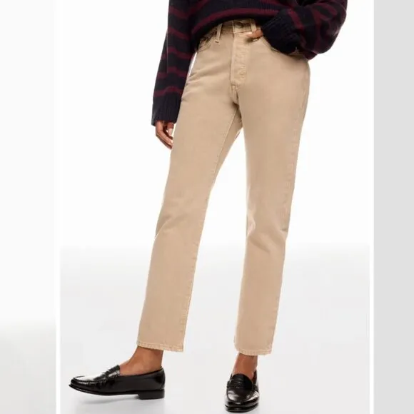Size 12 - LEVI'S - 501 Jeans Cream Straight Leg Rent the Runway RTR $108 msrp