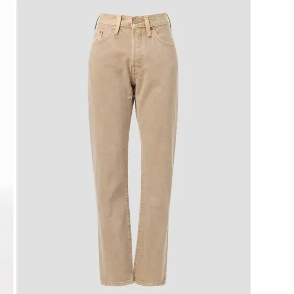 Size 12 - LEVI'S - 501 Jeans Cream Straight Leg Rent the Runway RTR $108 msrp