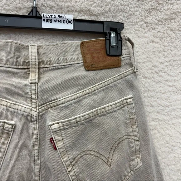Size 12 - LEVI'S - 501 Jeans Cream Straight Leg Rent the Runway RTR $108 msrp