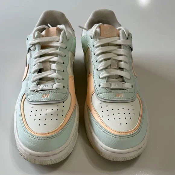 Size 7 Nike Air Force 1 Shadow Barely Green Crimson Tint Woman's Sneaker Pastel
