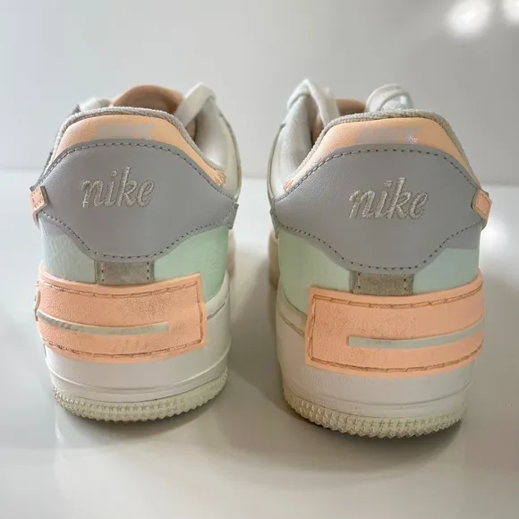 Size 7 Nike Air Force 1 Shadow Barely Green Crimson Tint Woman's Sneaker Pastel