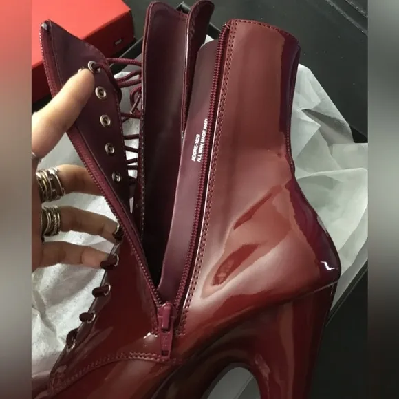 Size 7 red burgundy high heels stilettos goth vamp sexy shoes