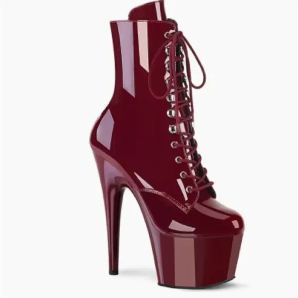 Size 7 red burgundy high heels stilettos goth vamp sexy shoes