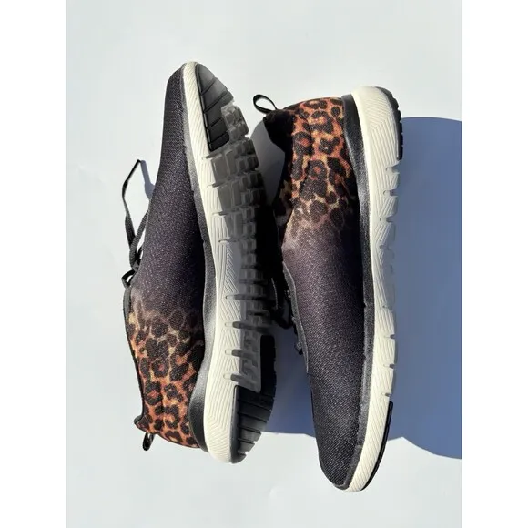 Skechers Flex Appeal 3 Leopard Path Shoes Womens Sz 9.5 Sneakers 13476 Black