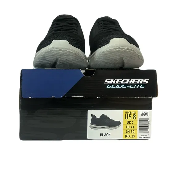 Skechers Glide-Lite Men's Classic Shoes Fit With Memory Foam (Black, Medium 9)