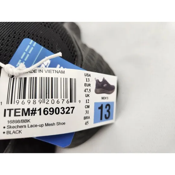 Skechers Light Weight Air Cooled Memory Foam Sneakers Black Work Shoes NEW Sz 13