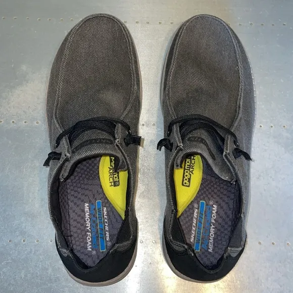 Skechers men’s wide fit, air cooled, comfort shoes, gray/black size 11