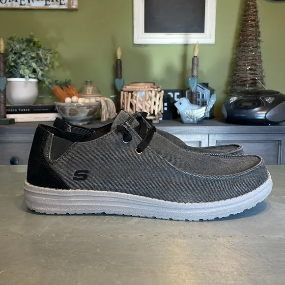 Skechers men’s wide fit, air cooled, comfort shoes, gray/black size 11