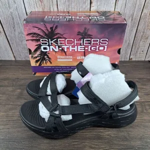 Skechers On The Go 600 Brilliancy Contoured Heel Sandals Women's Sz 9 Black NIB